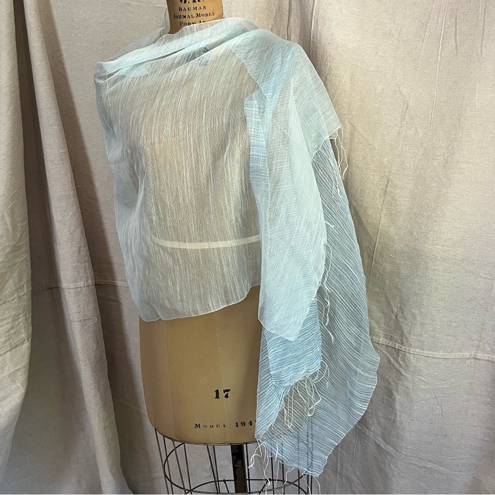 2/$20 Sheer Gauzy Rectangular Scarf with Stripes and Fringe